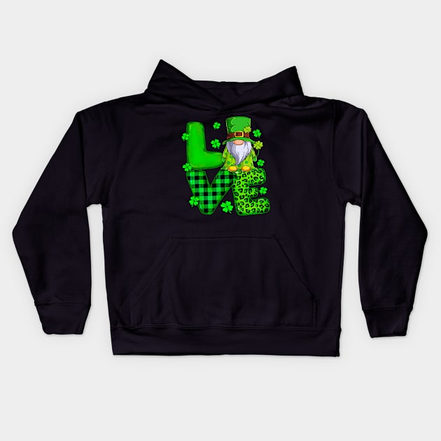 Happy St Patricks Day Love Gnome Shamrock For Men Women Kids Hoodie by omorihisoka